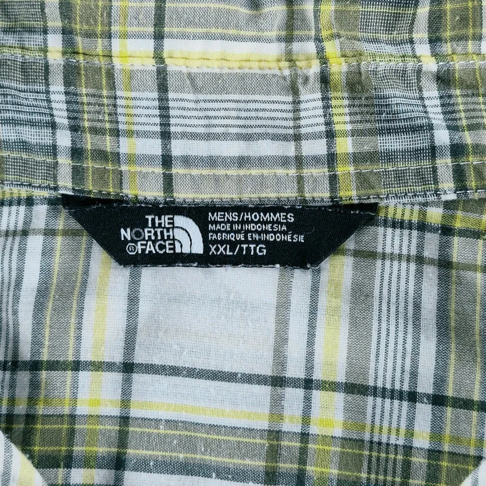 The North Face Mens XXL Plaid Short Sleeve Button Up Shirt NF00CP7X Green White